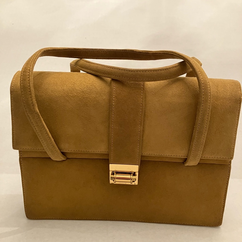 Yellow suede handbag